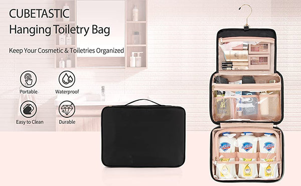 CUBETASTIC Travel Toiletry Bag, Makeup Bag for Women, Portable  Water-resistant Small Travel Bag for Toiletries & Cosmetic Essentials