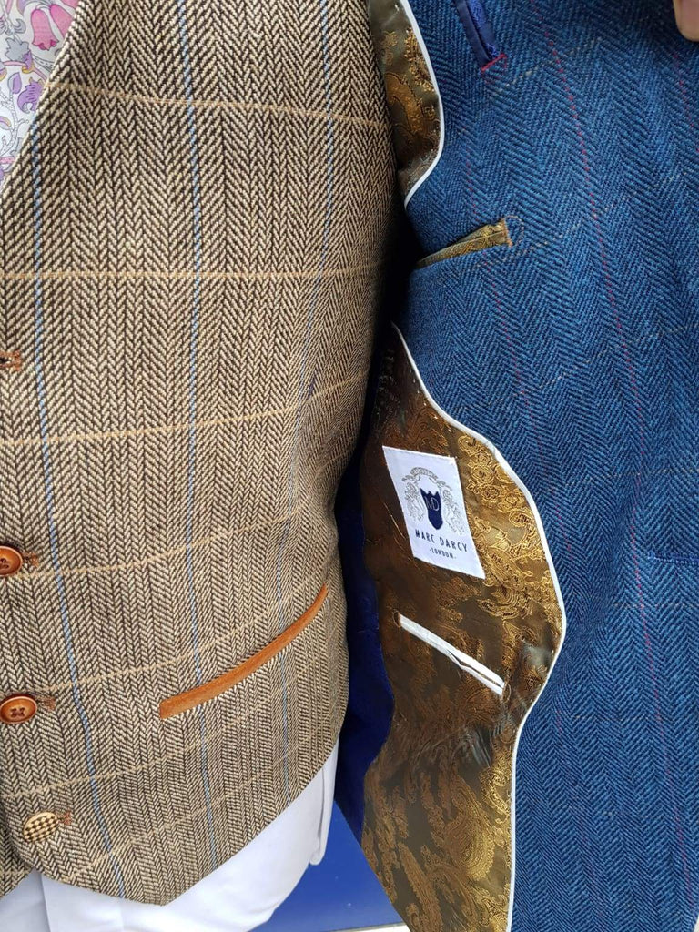 Blue Tweed Wedding Suit with Brown Waistcoat Marc Darcy Dion Ted | Marc ...