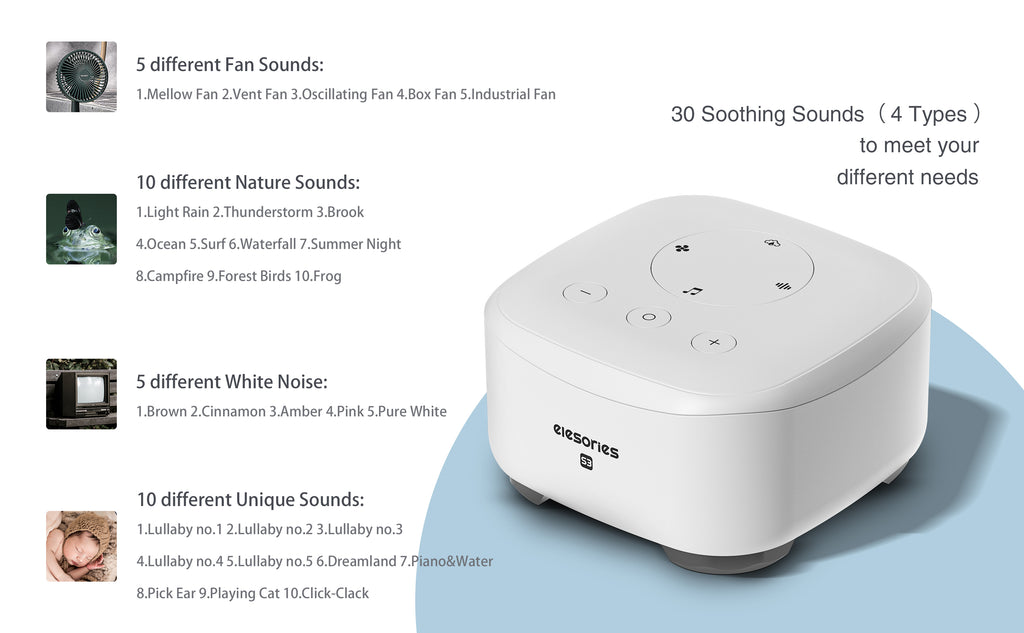 elesories S3-STD Sleep White Noise Sound Machine(White)