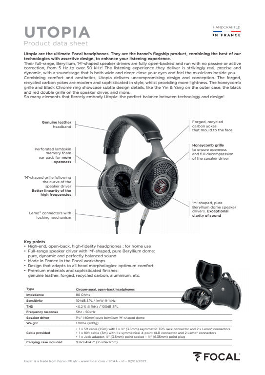 Focal Utopia Specifications