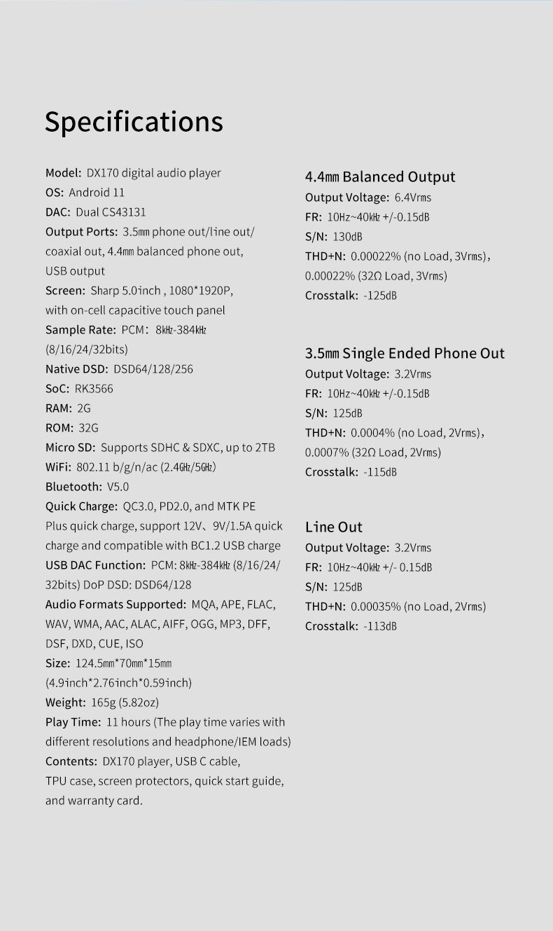 ibasso dx170 specifications