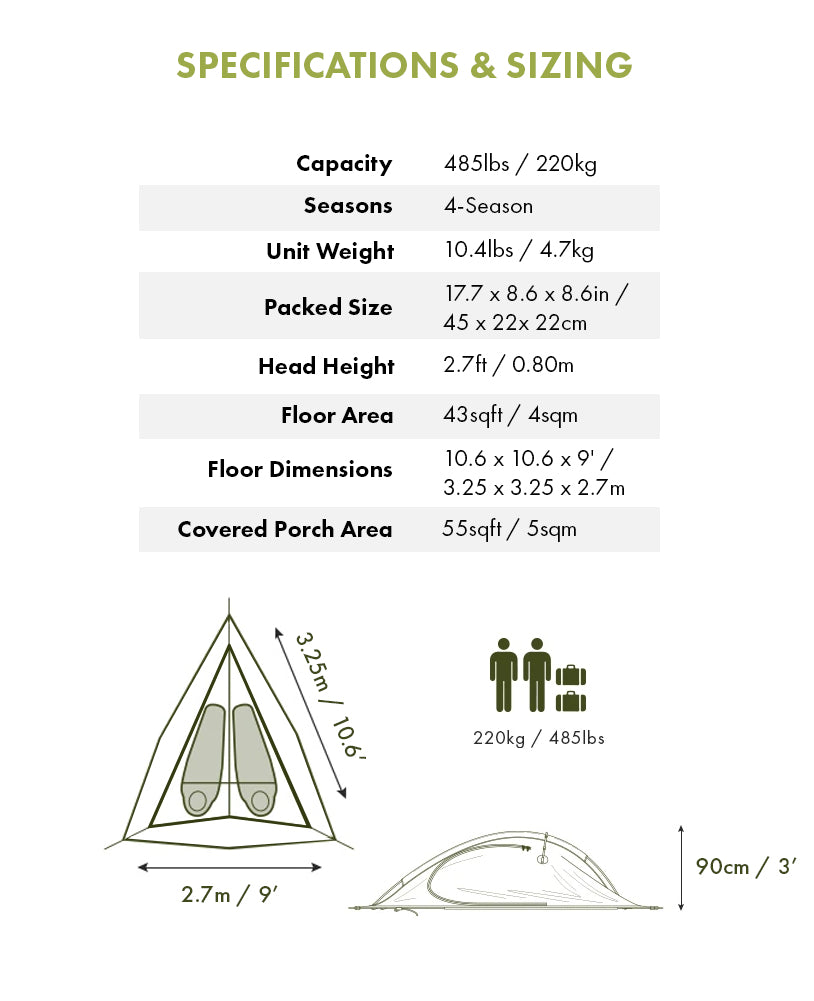 Flite 2-Person Hammock Tent Specifications