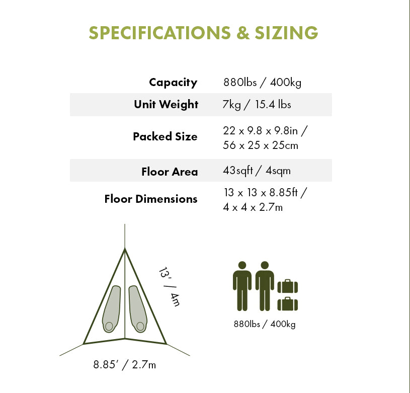 Specifications & Sizing - Duo 2-Person Double Hammock