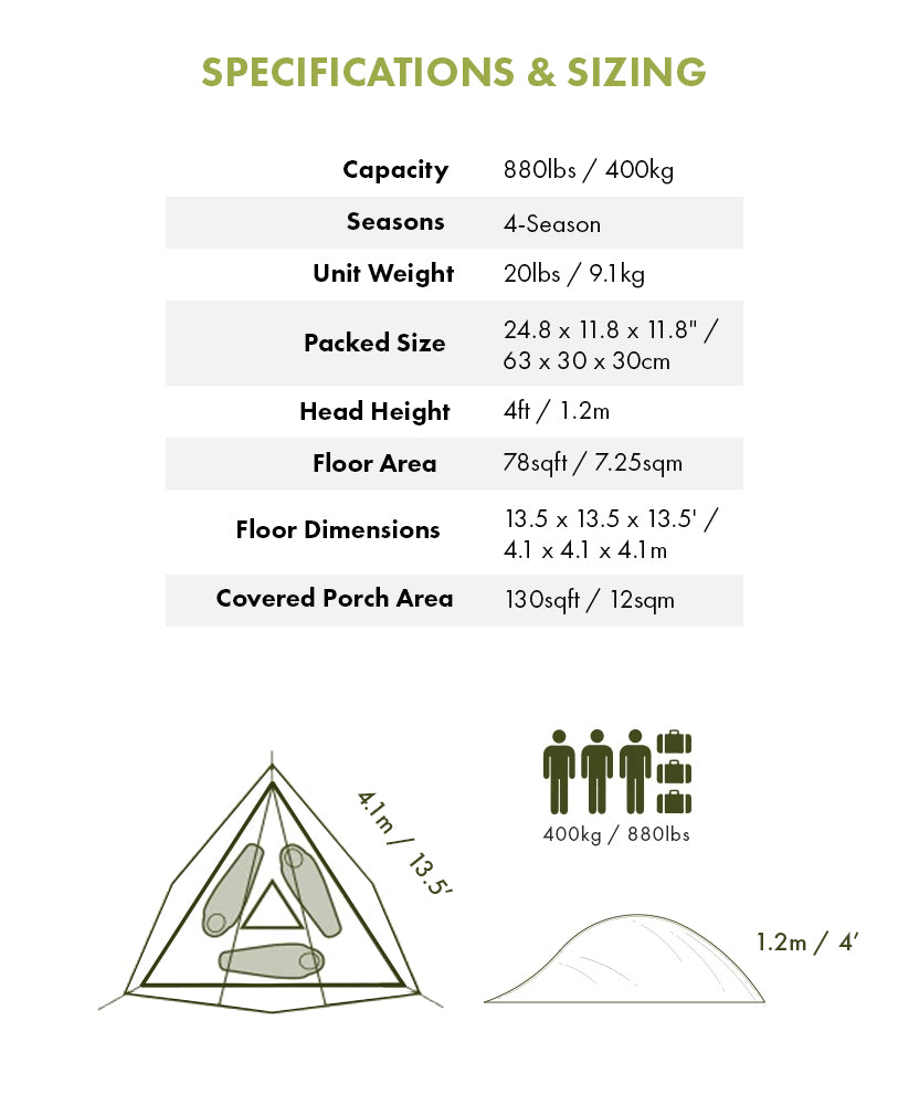 Stingray Lite 3-Person Tree Tent Specifications