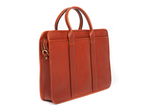 Leather Zip-Top Briefcase - Handmade Leather Briefcase · Lotuff Leather