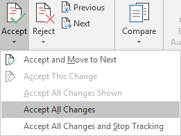 Accepting all Track Changes on PC