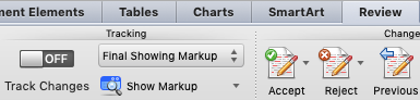 Turning Track Changes off on Mac