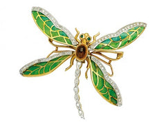 Dragonlyfly with diamonds emerald eyes and citrine center