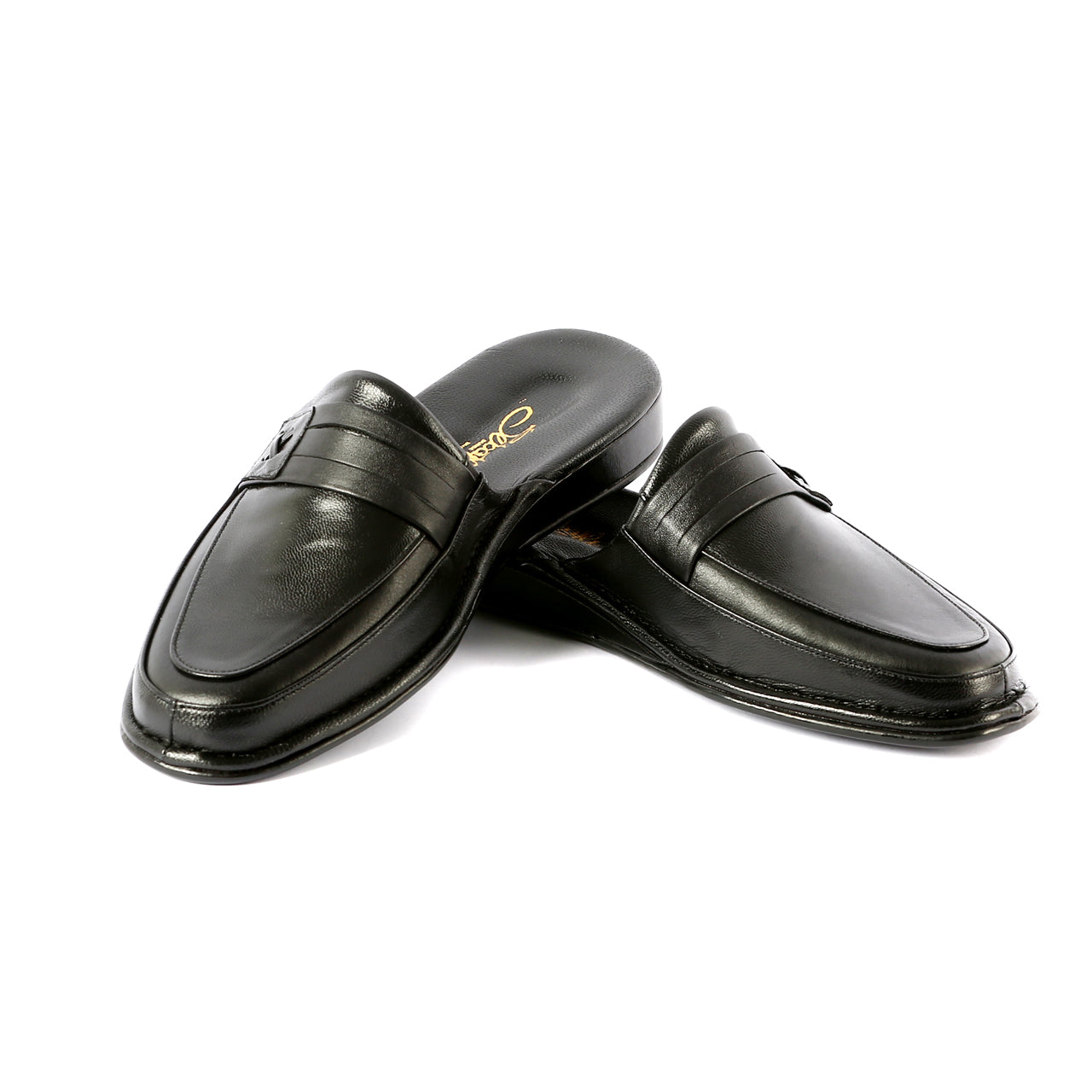 Marlon leather slippers with leather sole leather appliqué – Princetown Slippers