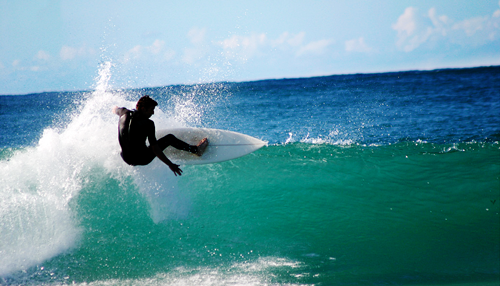 Surfer carving a massive wave. Without light leaks.