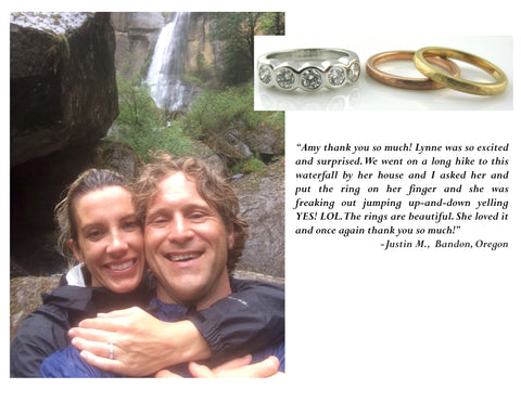 Rustic Engagement ring proposal 5 stone bezel set