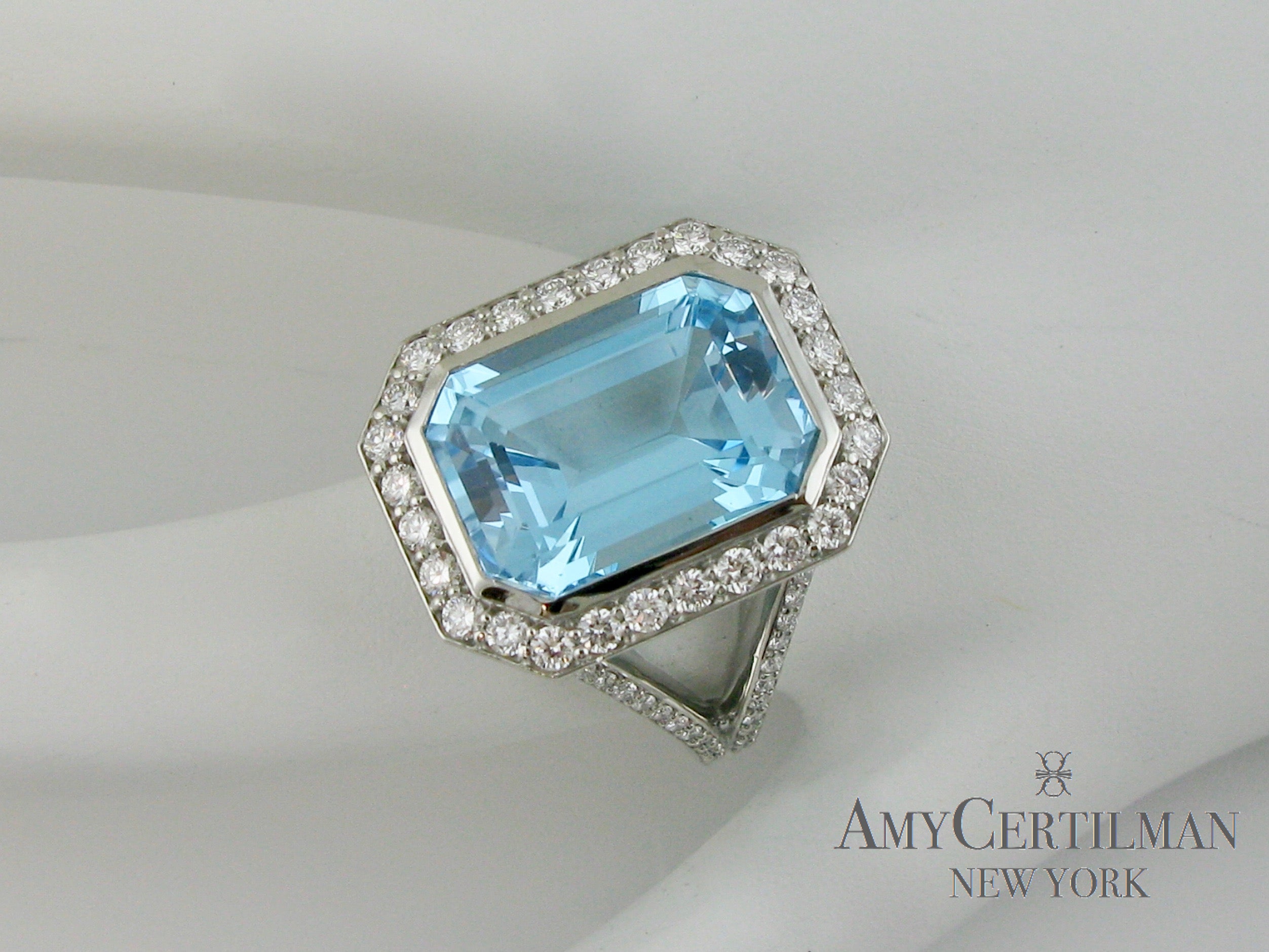 Large Blue Topaz and Diamond Cocktail 