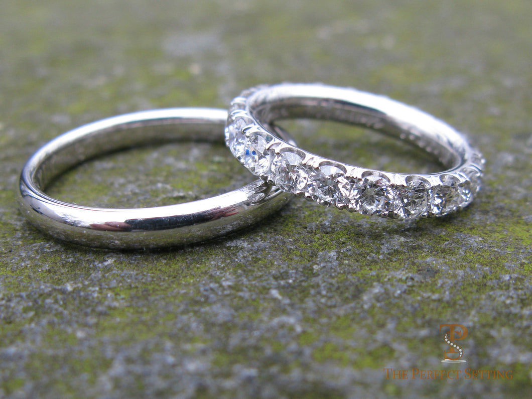 His and Hers Platinum and Diamond Wedding Bands The