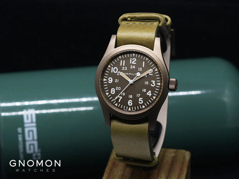 7 Best Starter Watches: Hamilton Khaki Field Mechanical Handwinding Earth Brown 38 – Leather Ref. H69449861