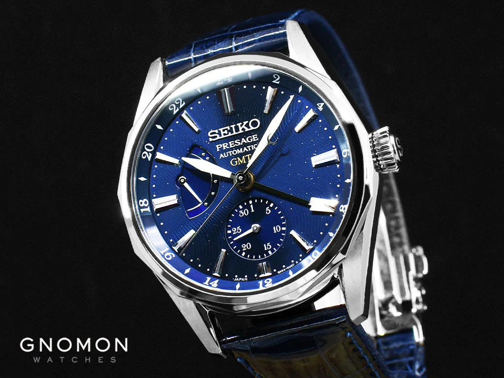 Seiko-Uhren unter 2000 $: Presage Ocean Traveler GMT Night Blue Ref. SARF013