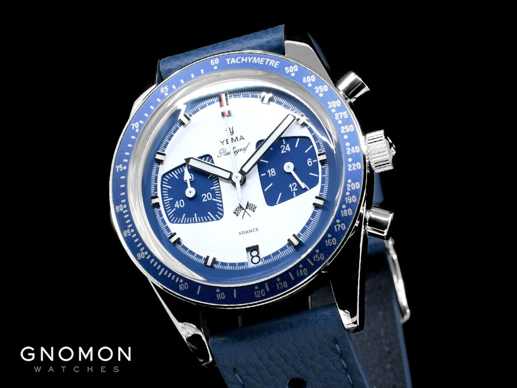 Best Quartz Watches: Yema Rallygraf Meca-Quartz Chronograph Blue – Leather