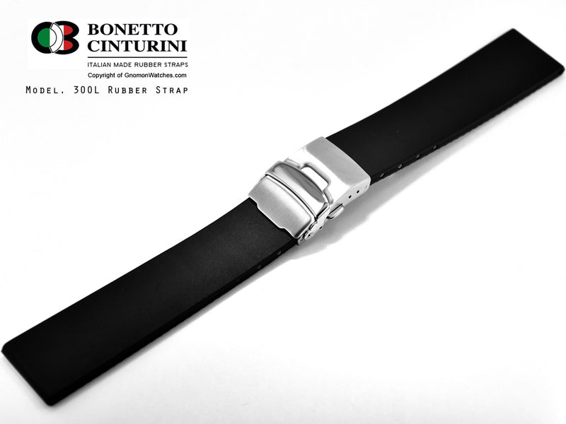 Ref. 300L Black Rubber Strap with Clasp - 20mm, 22mm – Gnomon Watches