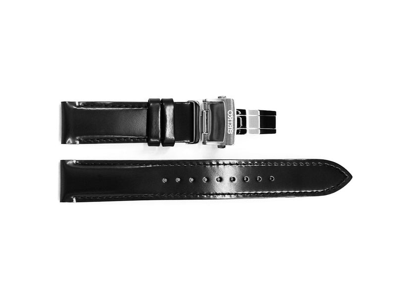 Seiko Vintage Calf Leather Strap - Black with Off-white stitches - 19m –  Gnomon Watches