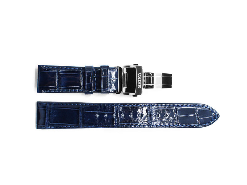Seiko Calf Leather Strap - Blue Alligator Grained - 20mm – Gnomon Watches