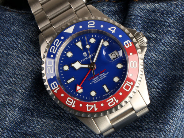 Steinhart Ocean One GMT Blue/Red Ceramic with Blue Dial