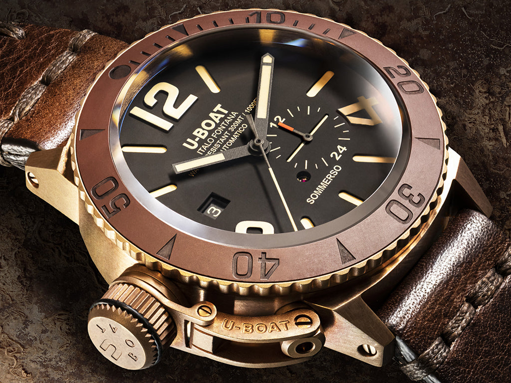 The striking and bold dial of U-Boat Sommerso Bronze