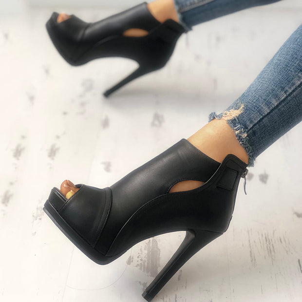 Fashion Peep Toe Cutout Thin Heels 