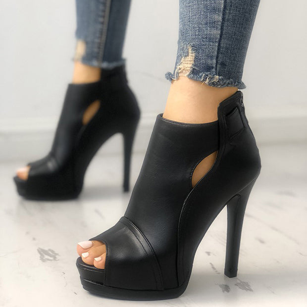 Fashion Peep Toe Cutout Thin Heels 