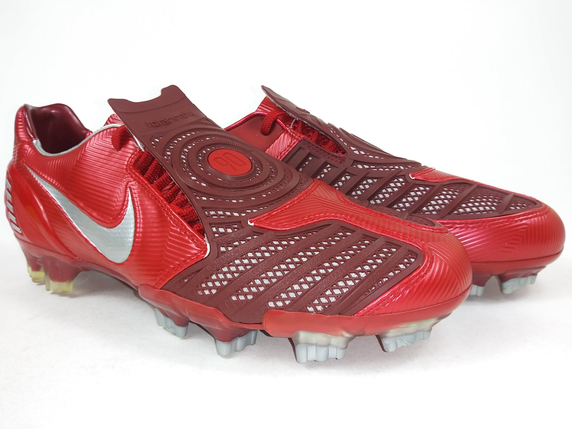 engranaje consola Medalla Nike Total90 Laser ll FG Red Gray – Villegas Footwear