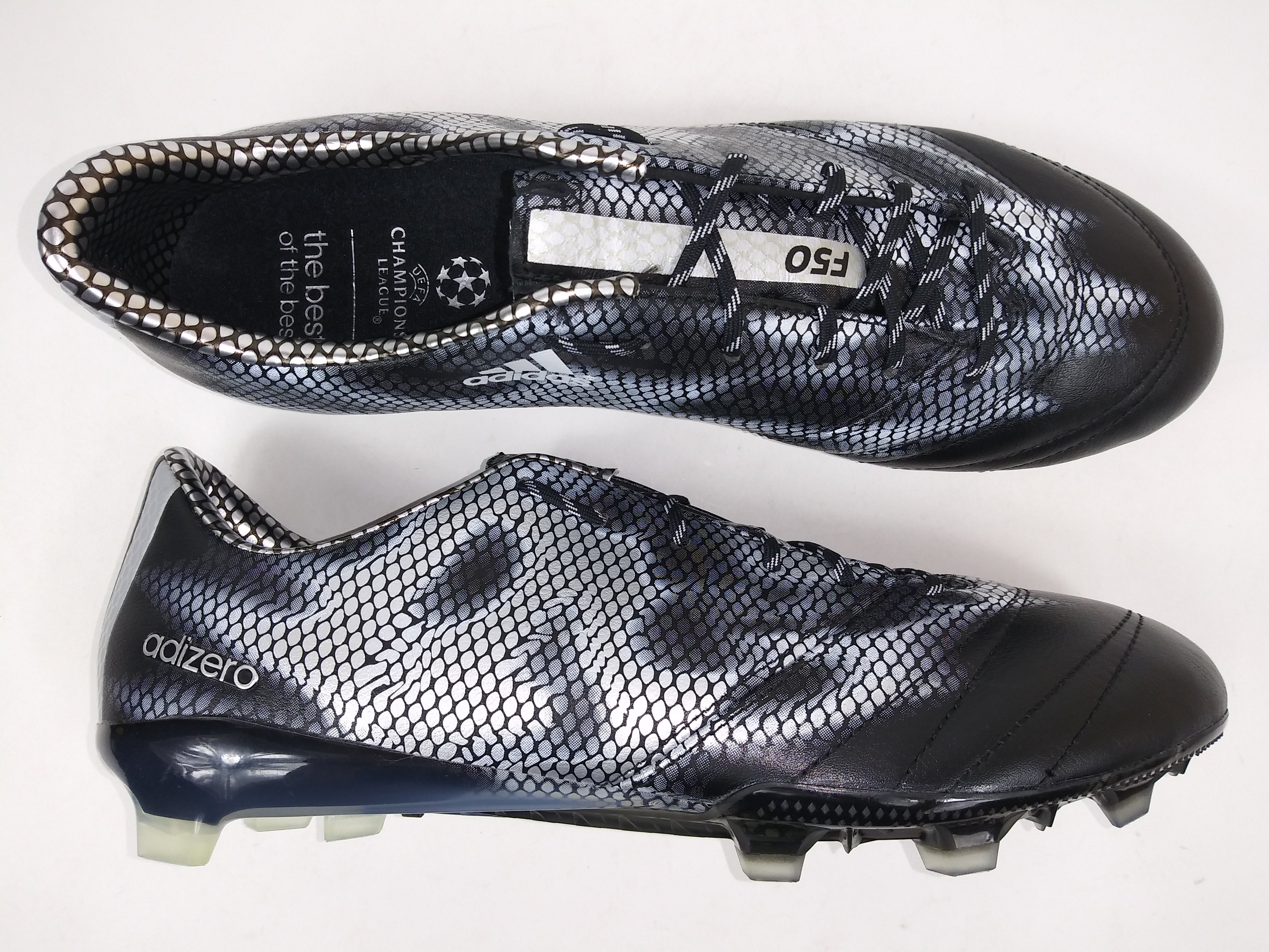 Adidas F50 Adizero FG Leather Black Silver