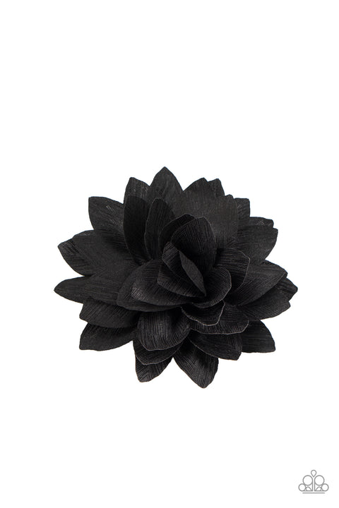 Positively Flower Patch - Black Hair Clip - Paparazzi Accessories