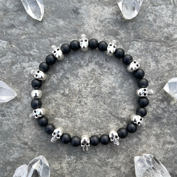 Matte Black Onyx bracelet | Men's Matte Black Bead Bracelet