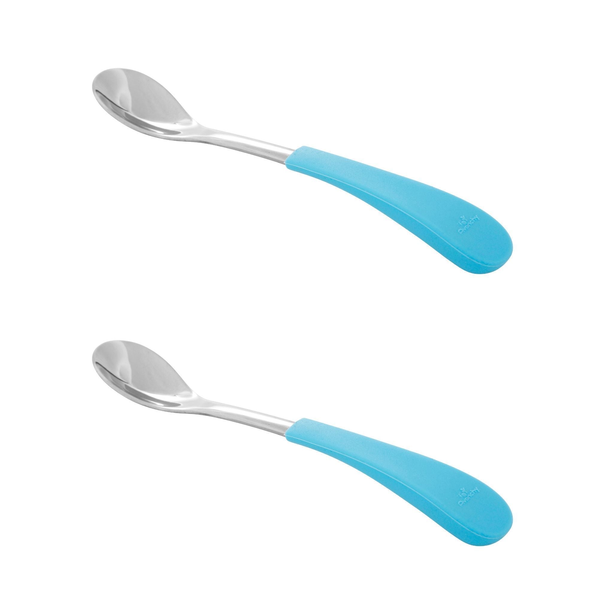 Mushie Silicone Toddler Starter Spoons 2-Pack (Blush/Shifting Sand)