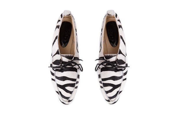 Pointed brogue - zebra print pony hair