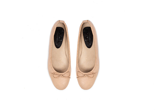 Ballet Flat - neutral snakeprint leather