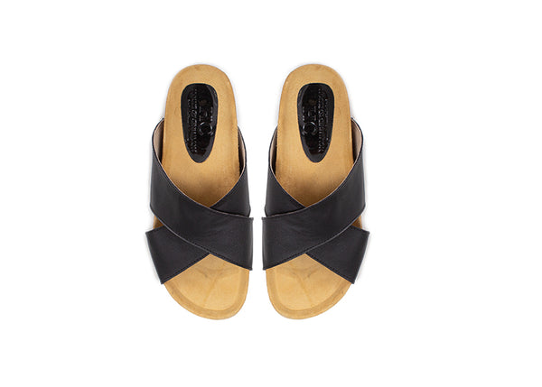 Greta Slides - black leather