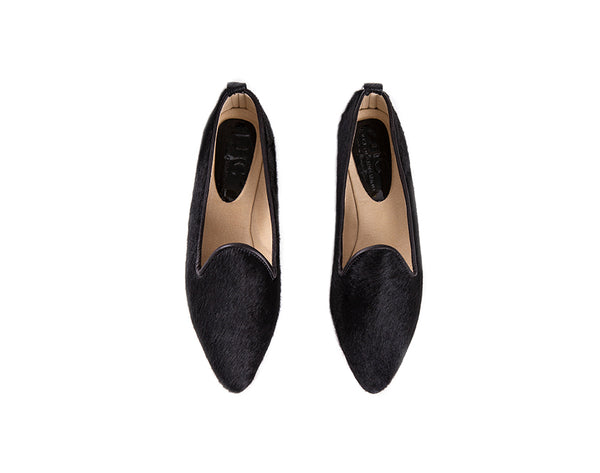 Pointed Loafer - black calfhair