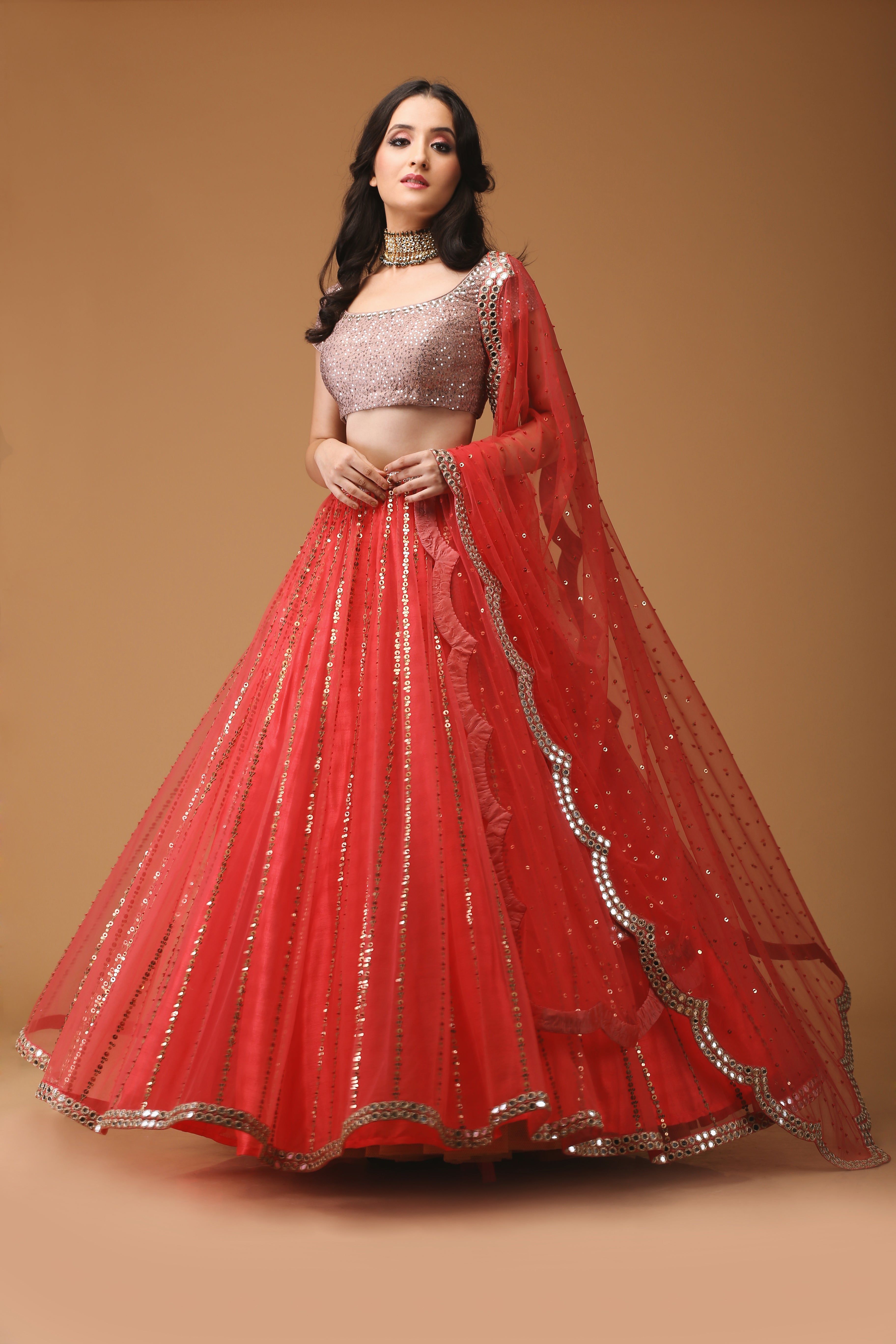 sequin blouse lehenga