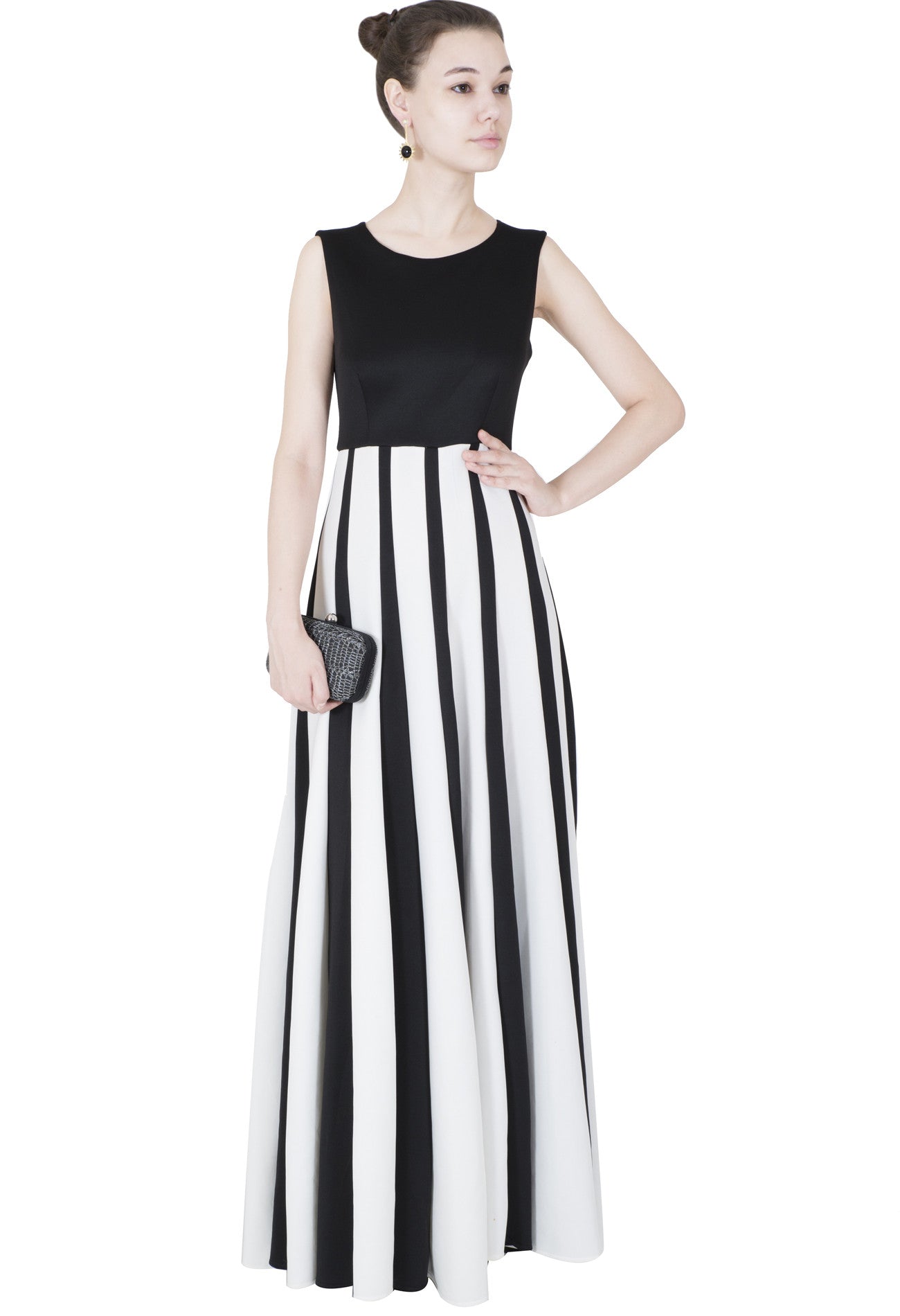 black and white lining dress