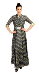 dress maxi chanderi silk