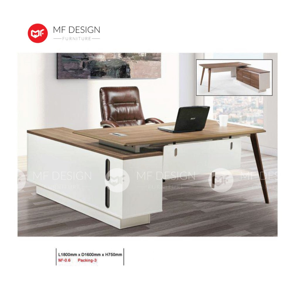 ZALIY boss office table l shape – MF DESIGN FURNITURE - MALAYSIAN FAVOURITE  DESIGN FURNITURE