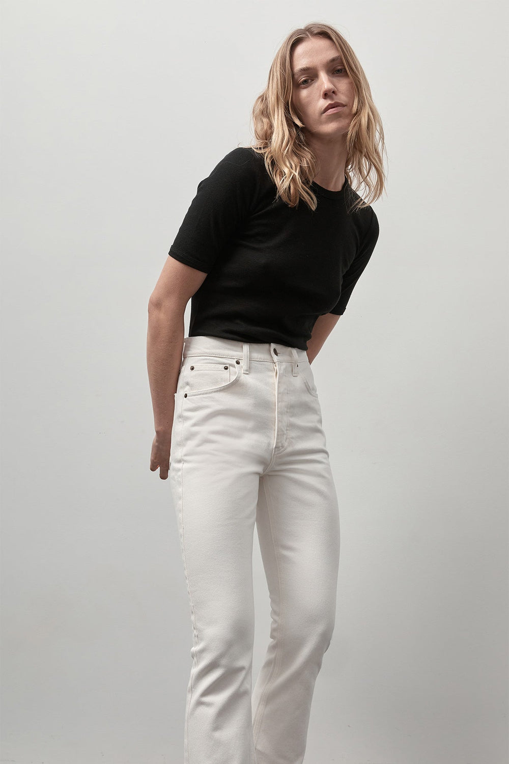 St. Agni | High Waist Crop Straight Jeans - Off White – Sisters & Co