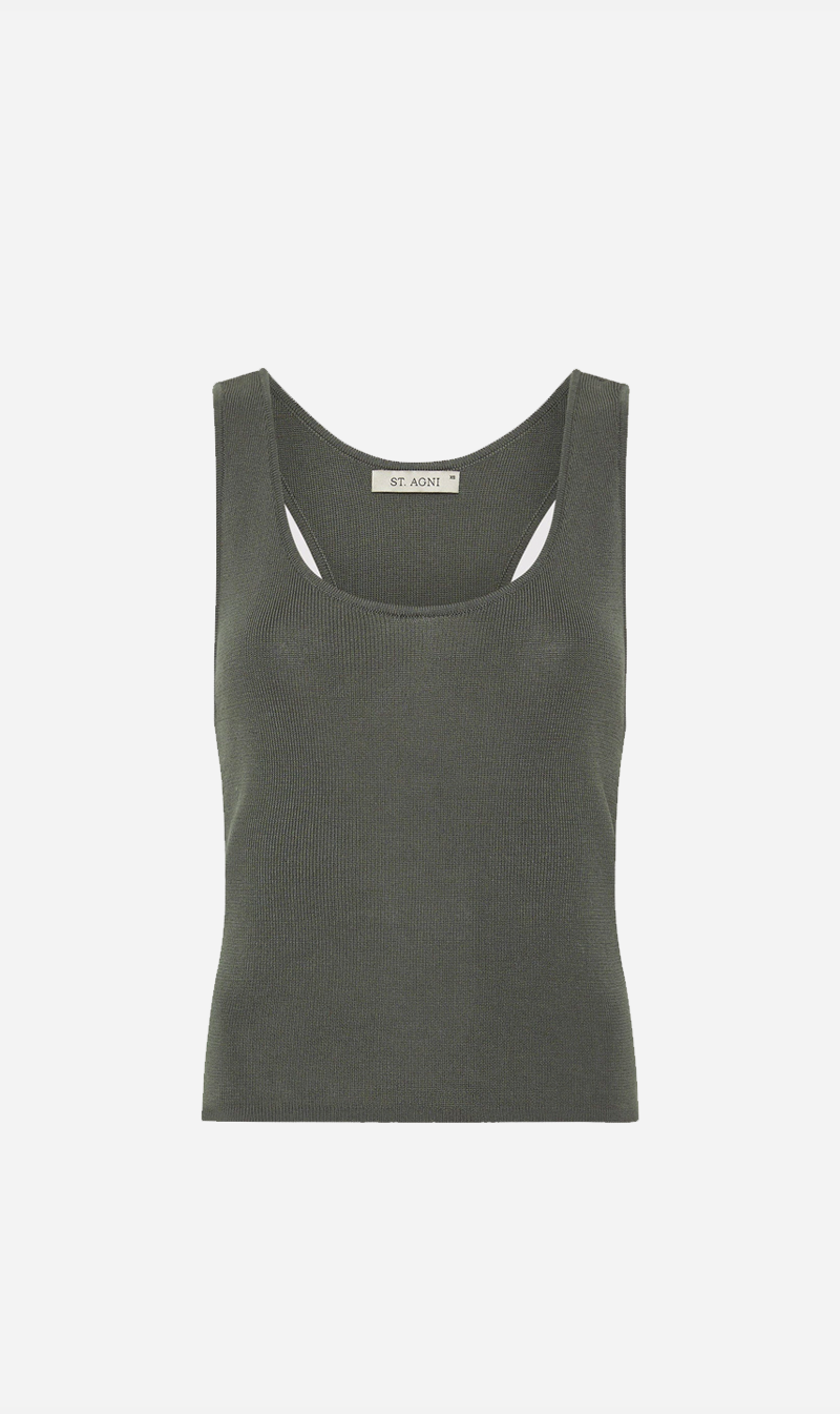 St. Agni Abstract Organic Cotton Tank Top in Grey