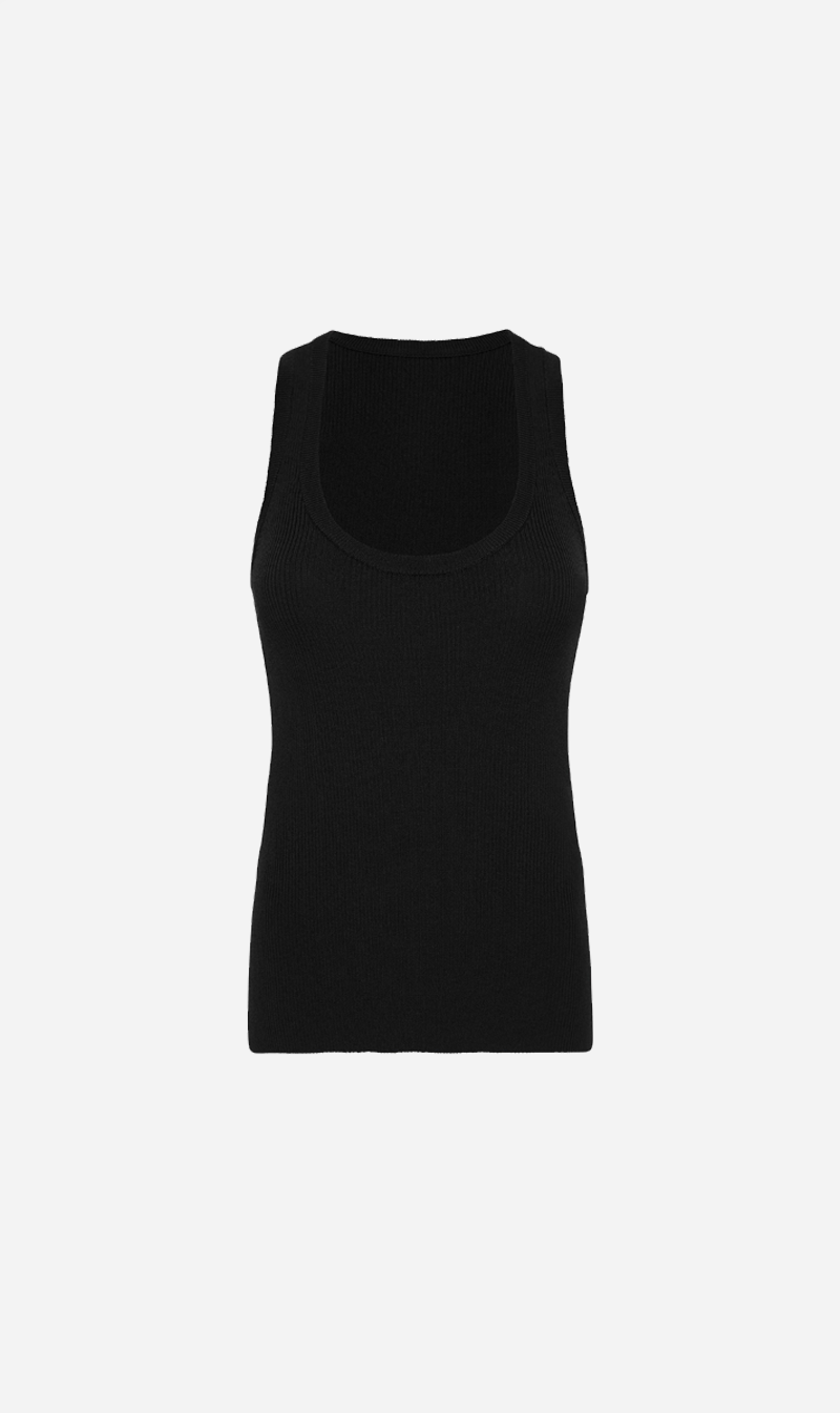 Ribbed Minimalist Tank - Black - Black / XS