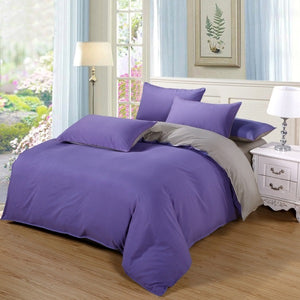 Plain Dyed Duvet Set Light Purple Reverse Grey