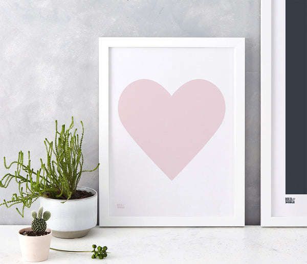 Love Heart Print, Light Grey on White – Bold & Noble