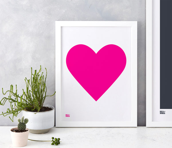 Love Heart Print, Light Grey on White – Bold & Noble