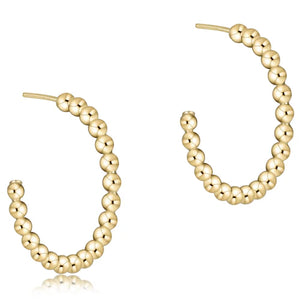 Beaded Classic 1.25" Post Hoop 4mm Gold - Bodega Nantucket