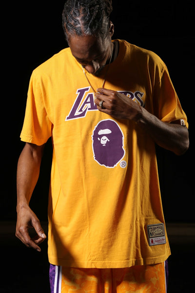 bape mitchell and ness lakers