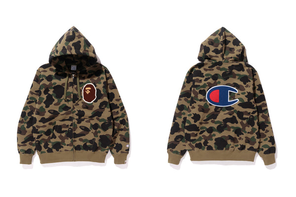 bape champion camo hoodie