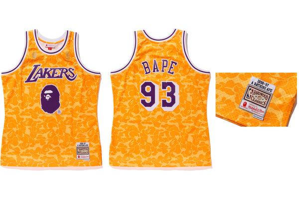 bape mitchell and ness lakers